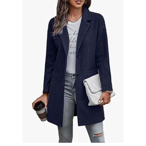 PrettyGarden Womens M Jacket Casual Button Tartan Trench Coat